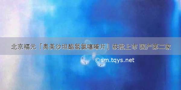 北京福元「奥美沙坦酯氢氯噻嗪片」获批上市 国产第二家