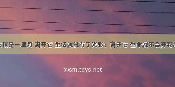 单选题&ldquo;友情是一盏灯 离开它 生活就没有了光彩；离开它 生命就不会开花结果。&rdquo;这