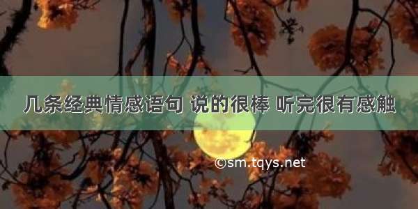 几条经典情感语句 说的很棒 听完很有感触