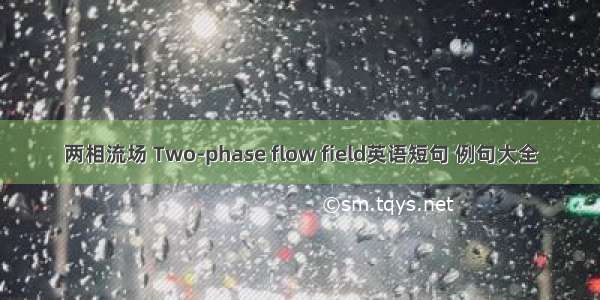 两相流场 Two-phase flow field英语短句 例句大全