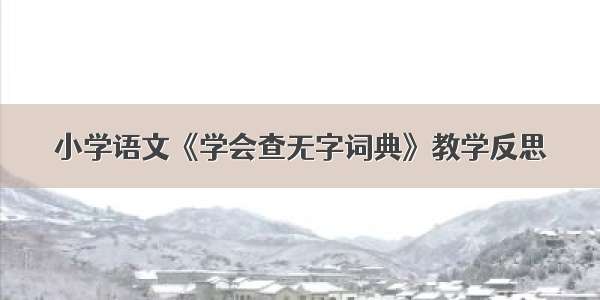 小学语文《学会查无字词典》教学反思