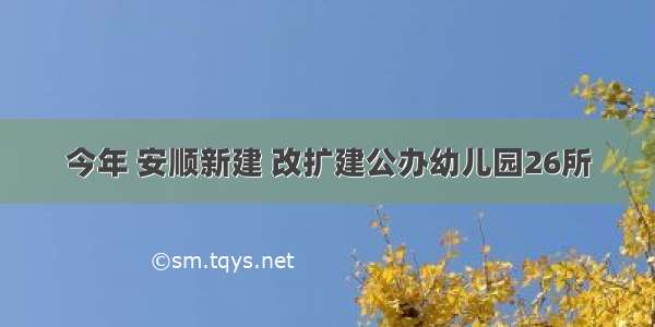 今年 安顺新建 改扩建公办幼儿园26所