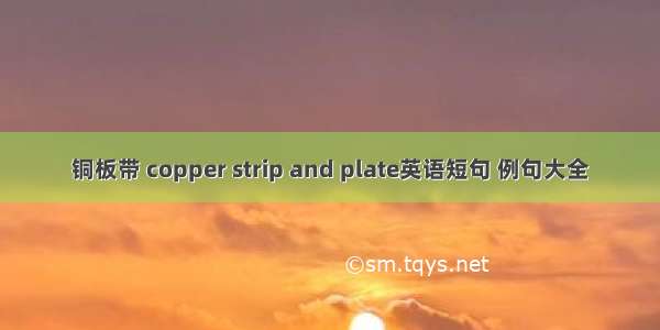 铜板带 copper strip and plate英语短句 例句大全