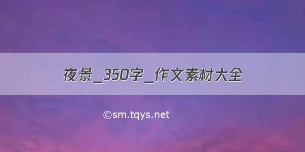 夜景_350字_作文素材大全