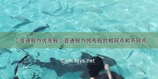 【普通股与优先股】普通股与优先股的相同点和不同点