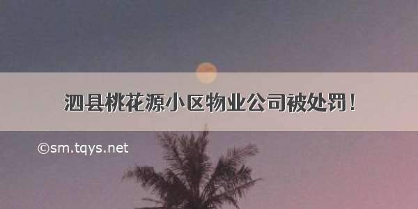 泗县桃花源小区物业公司被处罚！