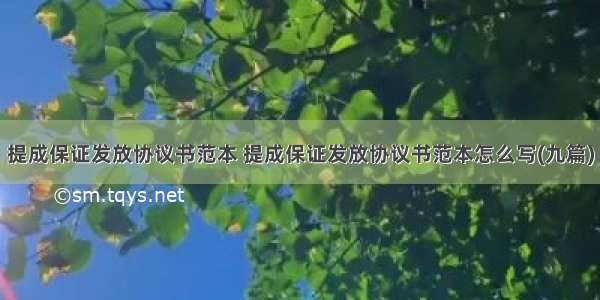 提成保证发放协议书范本 提成保证发放协议书范本怎么写(九篇)