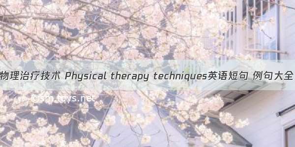 物理治疗技术 Physical therapy techniques英语短句 例句大全