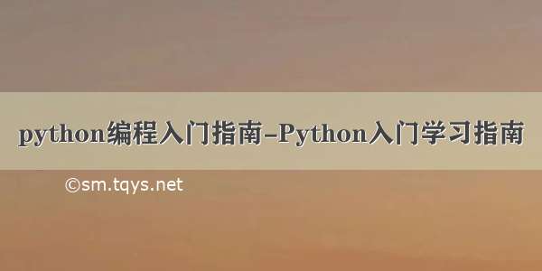 python编程入门指南-Python入门学习指南