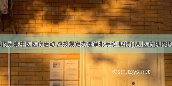 中医医疗机构从事中医医疗活动 应按规定办理审批手续 取得()A.医疗机构执业许可证B.