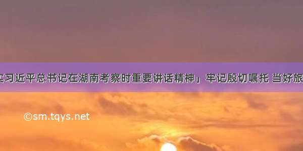 「学习贯彻落实习近平总书记在湖南考察时重要讲话精神」牢记殷切嘱托 当好旅游龙头&mdash;