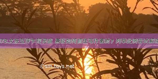 178.文友互评乍现灵感 兼谈如何抓住写作素材？列举此例尝试解读