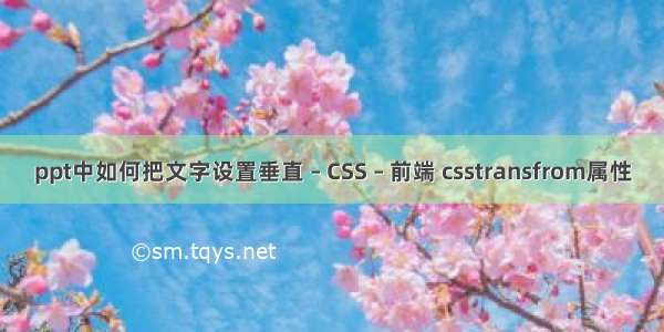 ppt中如何把文字设置垂直 – CSS – 前端 csstransfrom属性