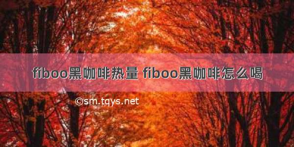 fiboo黑咖啡热量 fiboo黑咖啡怎么喝