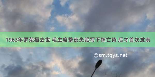 1963年罗荣桓去世 毛主席整夜失眠写下悼亡诗 后才首次发表