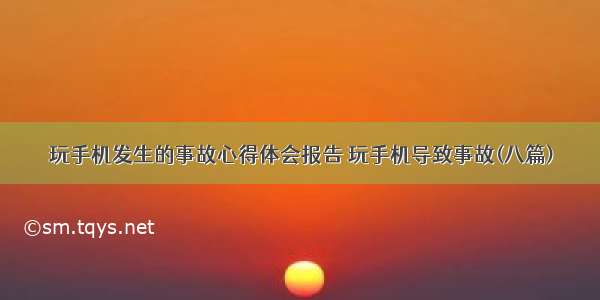 玩手机发生的事故心得体会报告 玩手机导致事故(八篇)