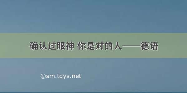 确认过眼神 你是对的人——德语