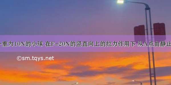 如图所示 一重为10N的小球 在F=20N的竖直向上的拉力作用下 从A点由静止出发向上运