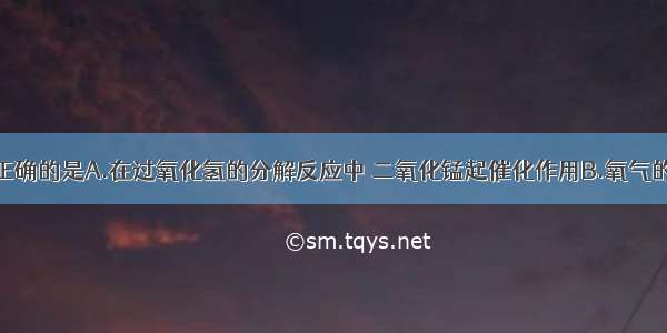 下列说法不正确的是A.在过氧化氢的分解反应中 二氧化锰起催化作用B.氧气的化学性质很