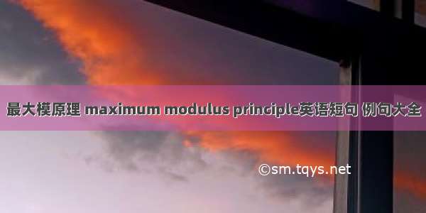 最大模原理 maximum modulus principle英语短句 例句大全