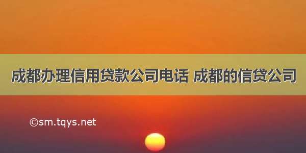 成都办理信用贷款公司电话 成都的信贷公司