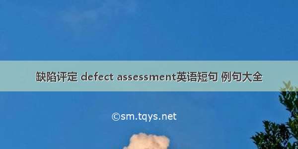 缺陷评定 defect assessment英语短句 例句大全