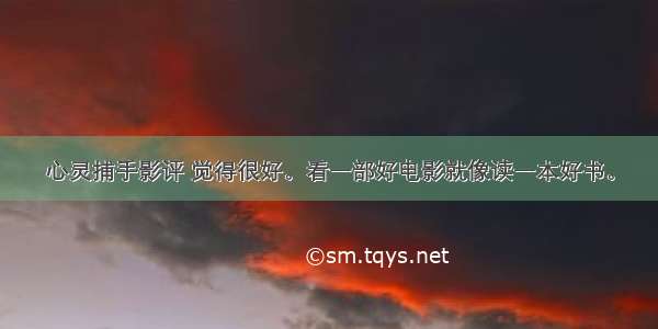 心灵捕手影评 觉得很好。看一部好电影就像读一本好书。