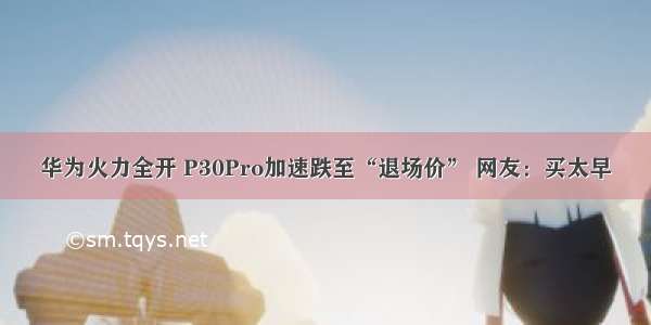 华为火力全开 P30Pro加速跌至“退场价” 网友：买太早