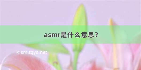 asmr是什么意思？