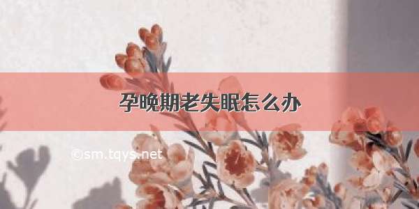 孕晚期老失眠怎么办