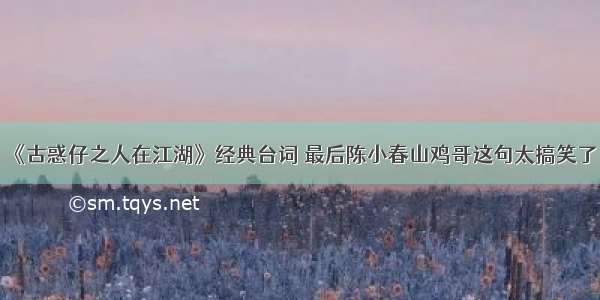 《古惑仔之人在江湖》经典台词 最后陈小春山鸡哥这句太搞笑了！