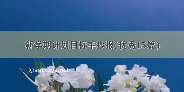 新学期计划目标手抄报(优秀15篇)