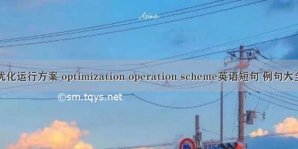 优化运行方案 optimization operation scheme英语短句 例句大全