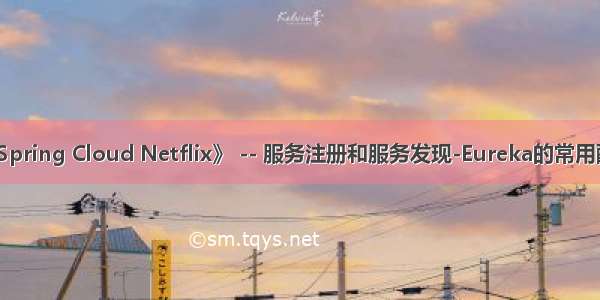 《Spring Cloud Netflix》 -- 服务注册和服务发现-Eureka的常用配置