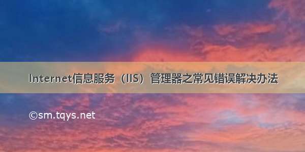 Internet信息服务（IIS）管理器之常见错误解决办法