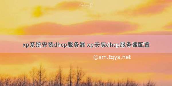 xp系统安装dhcp服务器 xp安装dhcp服务器配置