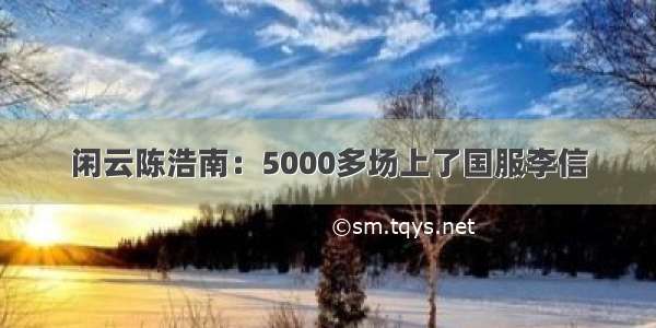 闲云陈浩南：5000多场上了国服李信