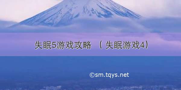 失眠5游戏攻略 （ 失眠游戏4）