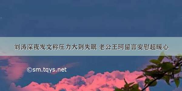 刘涛深夜发文称压力大到失眠 老公王珂留言安慰超暖心