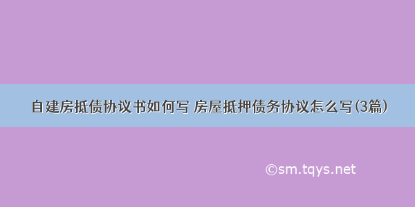 自建房抵债协议书如何写 房屋抵押债务协议怎么写(3篇)