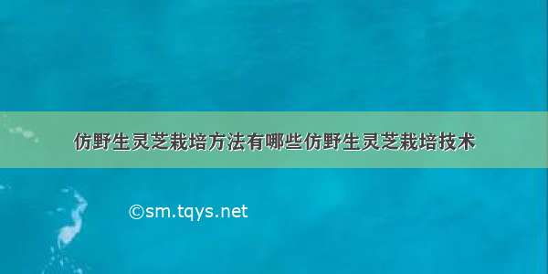 仿野生灵芝栽培方法有哪些仿野生灵芝栽培技术