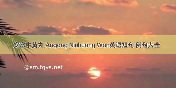 安宫牛黄丸 Angong Niuhuang Wan英语短句 例句大全