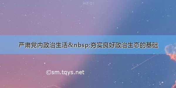 严肃党内政治生活&nbsp;夯实良好政治生态的基础