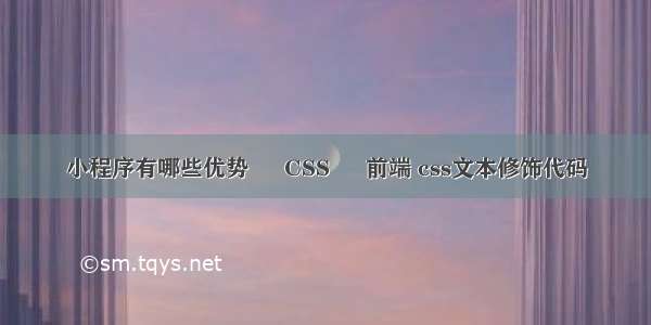 小程序有哪些优势 – CSS – 前端 css文本修饰代码