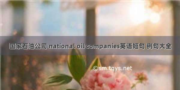 国家石油公司 national oil companies英语短句 例句大全