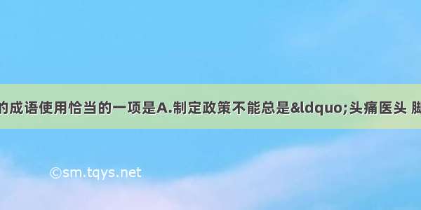 下列各句中 划线的成语使用恰当的一项是A.制定政策不能总是“头痛医头 脚痛医脚”。