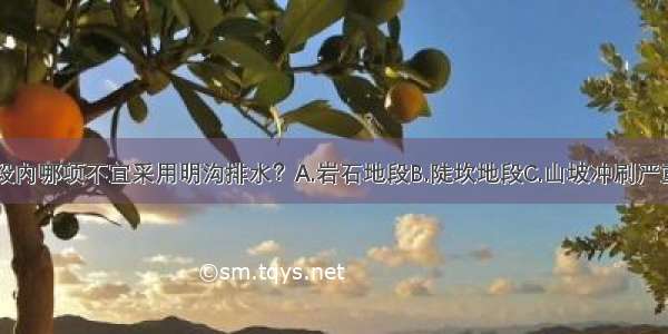 下列四类地段内哪项不宜采用明沟排水？A.岩石地段B.陡坎地段C.山坡冲刷严重地段D.大面