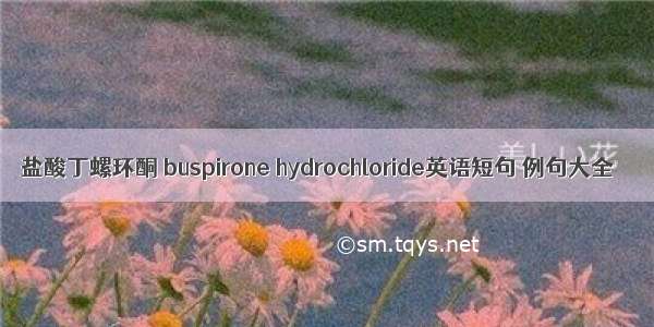盐酸丁螺环酮 buspirone hydrochloride英语短句 例句大全