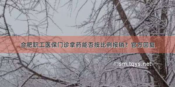 合肥职工医保门诊拿药能否按比例报销？官方回复