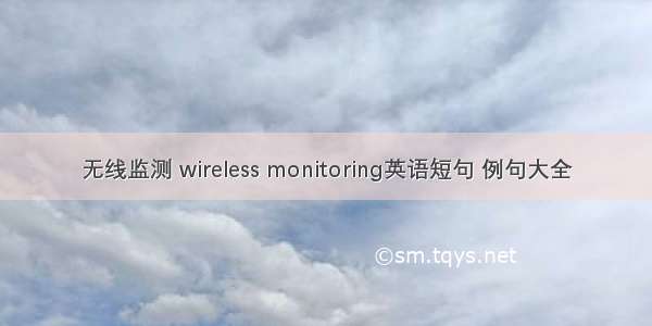 无线监测 wireless monitoring英语短句 例句大全